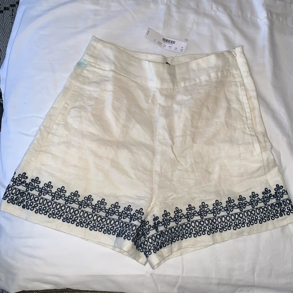 BNWT J. Crew Embroidered-Trim Short in Beauchamps Embroidered Linen - Picture 1 of 8